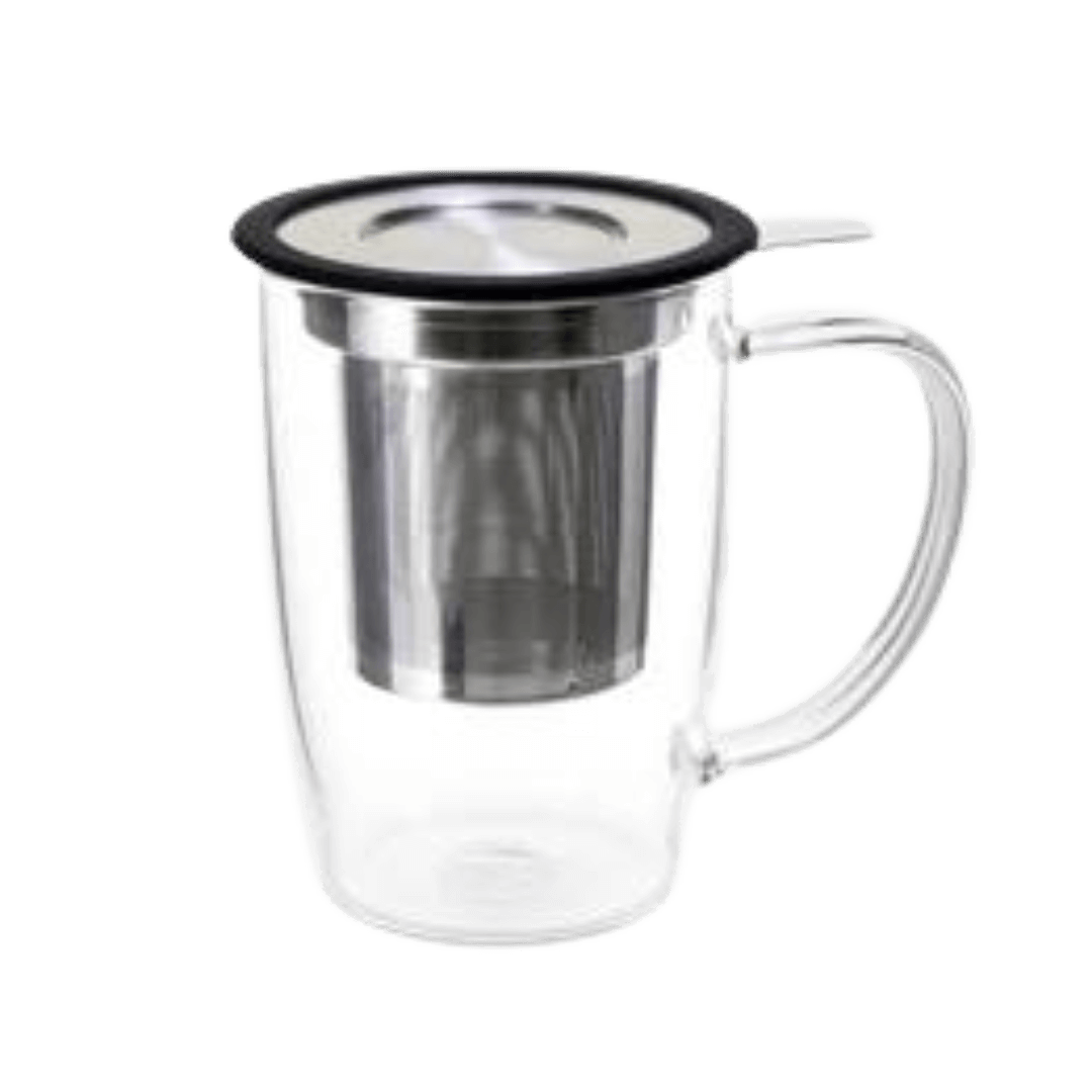 NewLeaf Glass Chai Mug with Infuser & Lid 16 oz.