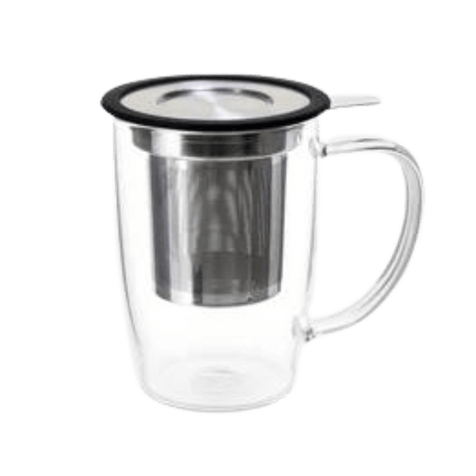 NewLeaf Glass Chai Mug with Infuser & Lid 16 oz.
